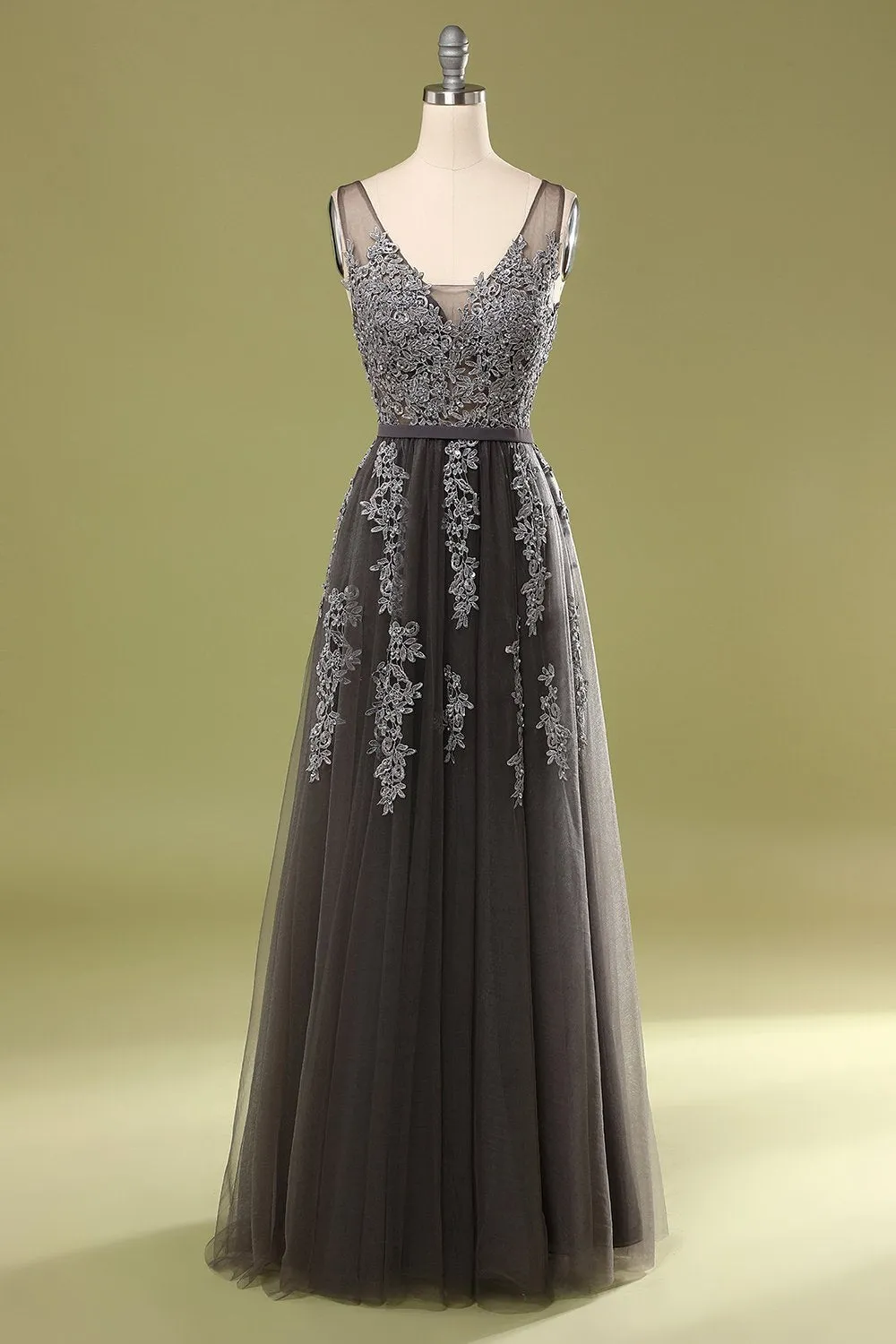 Abito grigio appliques