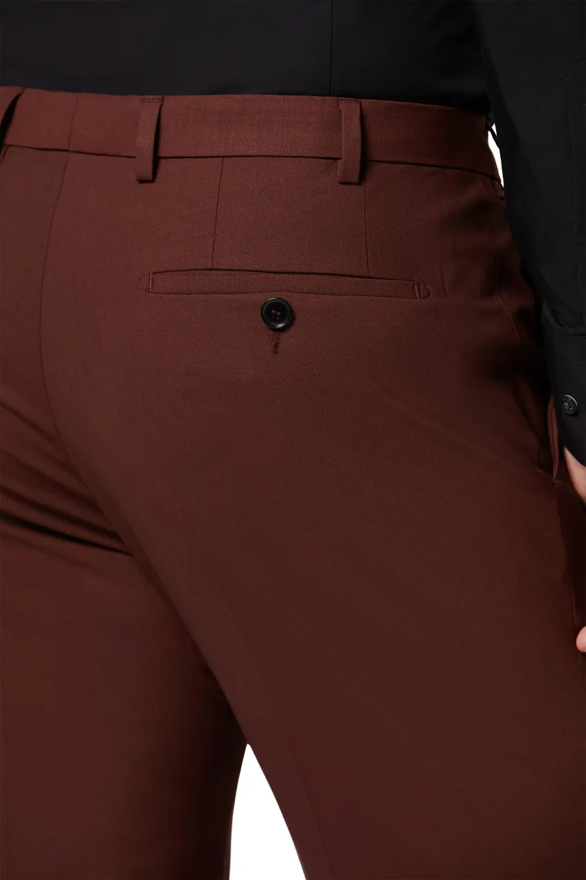Abito slim fit digel marrone rossastro misto lana bi-stretch