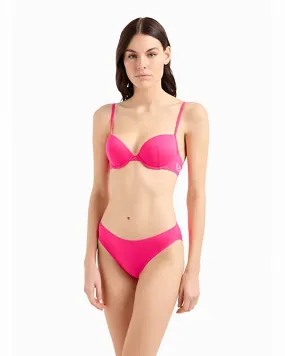 Bikini fucsia in lycra con reggiseno con coppe preformate imbottite e slip classico