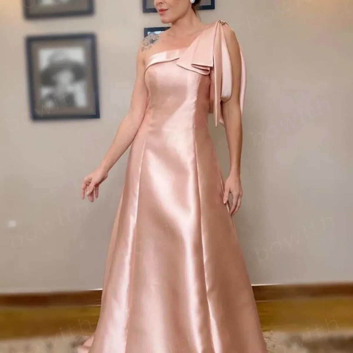 Bowith Blush Abiti da festa Donna Sera Monospalla Abiti da cerimonia formale Abiti eleganti da celebrità Vestidos De Fies