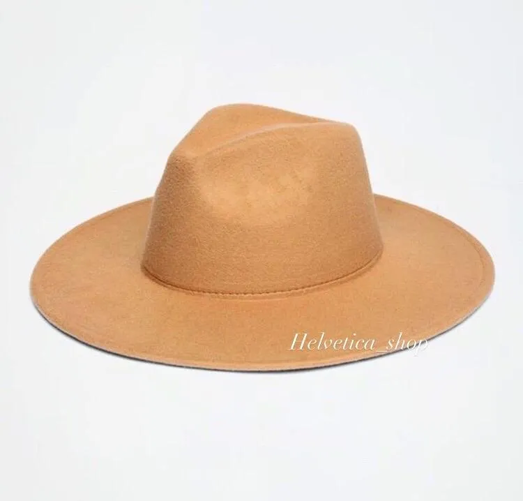 cappello falda larga cammello