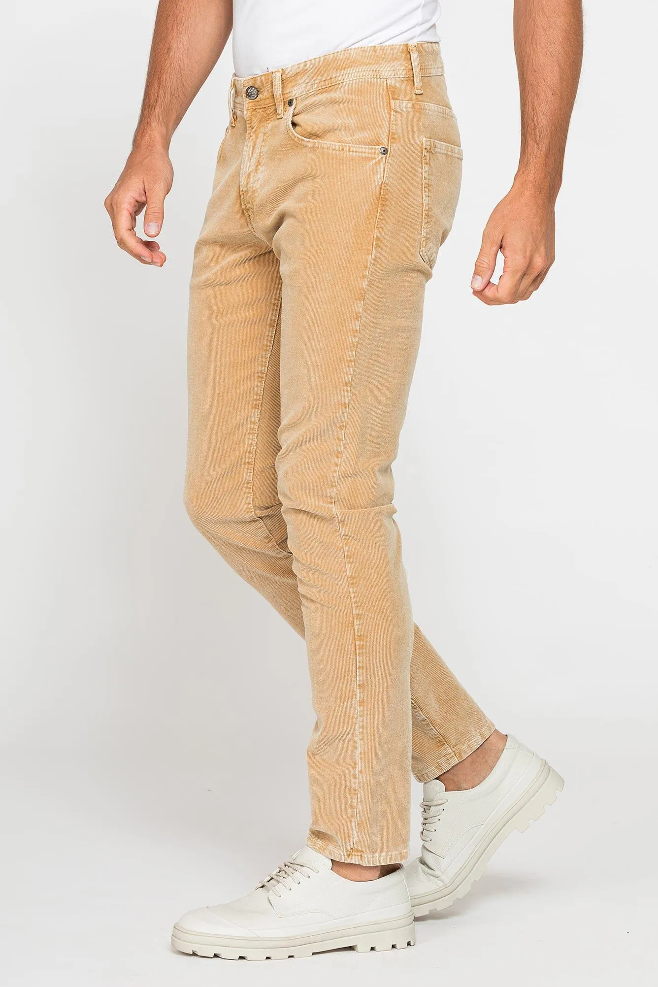 Carrera  ---------    ------------Pantalone velluto stretch con tintura a corrosione - beige - effetto corrosione
