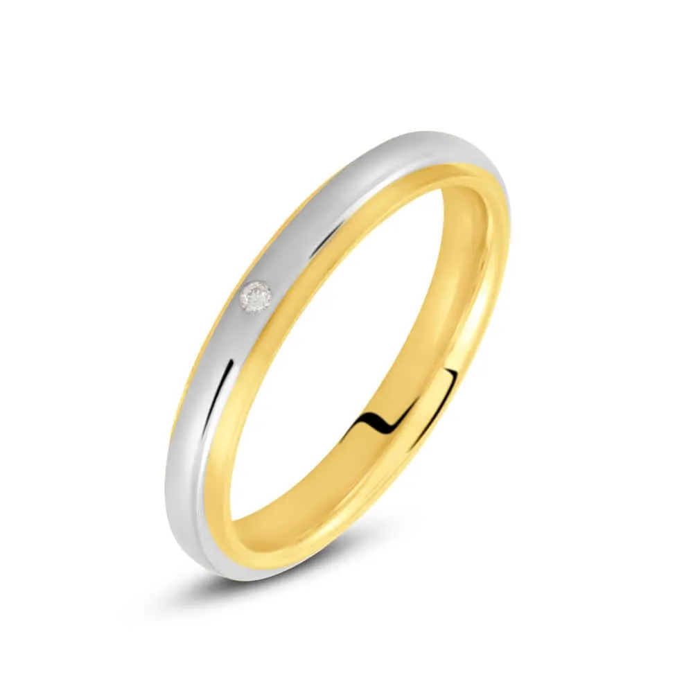 Fede Comoda 3 mm Oro Bicolore 750/1000 Diamante Bianco 0,01 ct 1678319