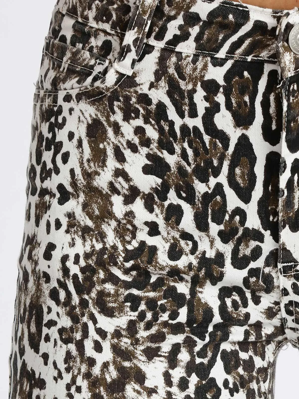 Fionina Jeans Pantalon slim à imprimé animalier