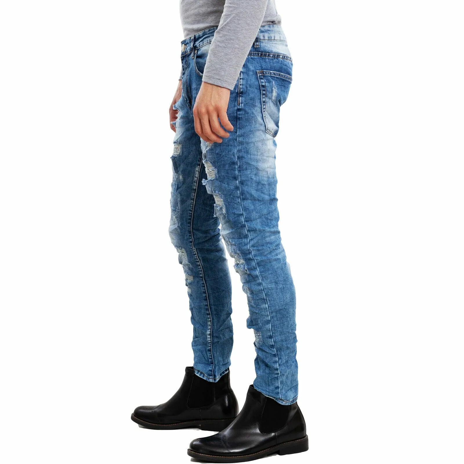 Jeans pantaloni uomo strappi MT277