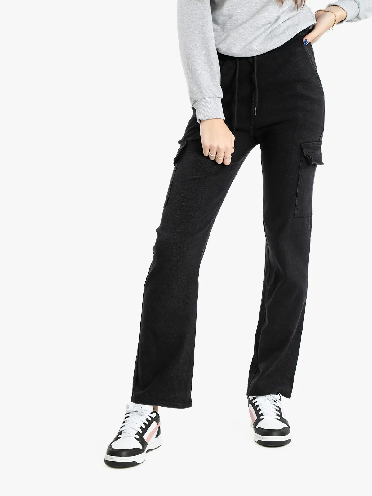 Luna&Miele Pantalon cargo femme effet denim