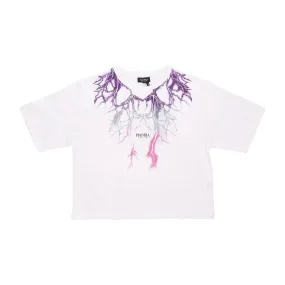 Maglietta Donna Lightning Crop Tee Off White/purple/grey/fuchsia