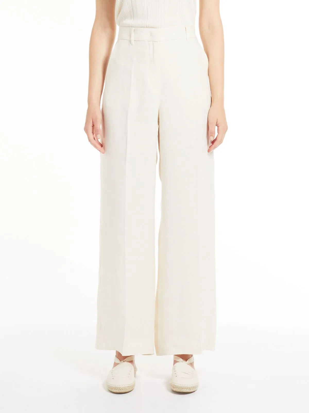Pantaloni In Canvas Di Lino