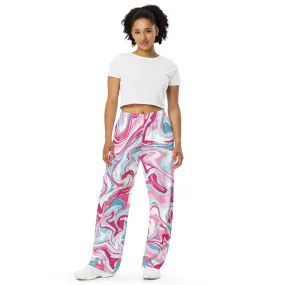 Pantaloni larghi unisex con colore fluido rosa