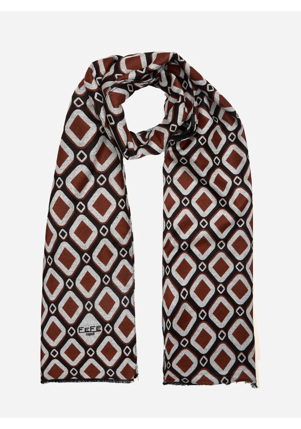 SCIARPA DOUBLE SEVENTY ROMBI MARRONE